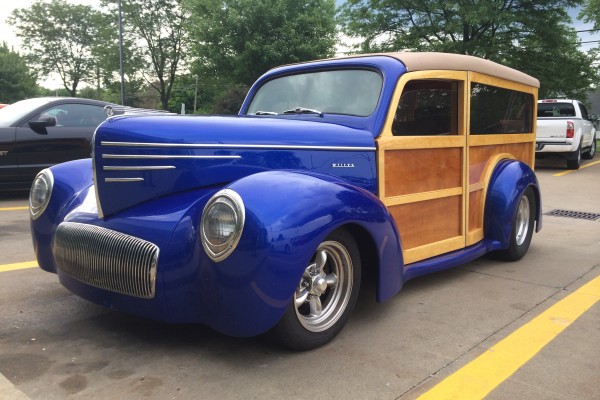 Vintage willys woody wagon custom hot rod, front quarter