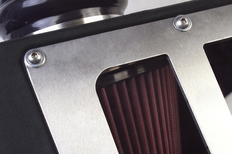 close up of an air cleaner and engine air box