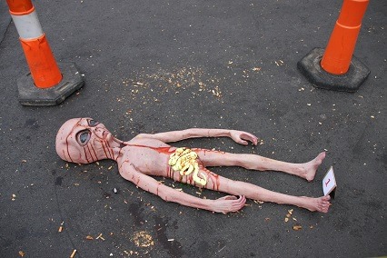 fake alien ufo crash site halloween stunt