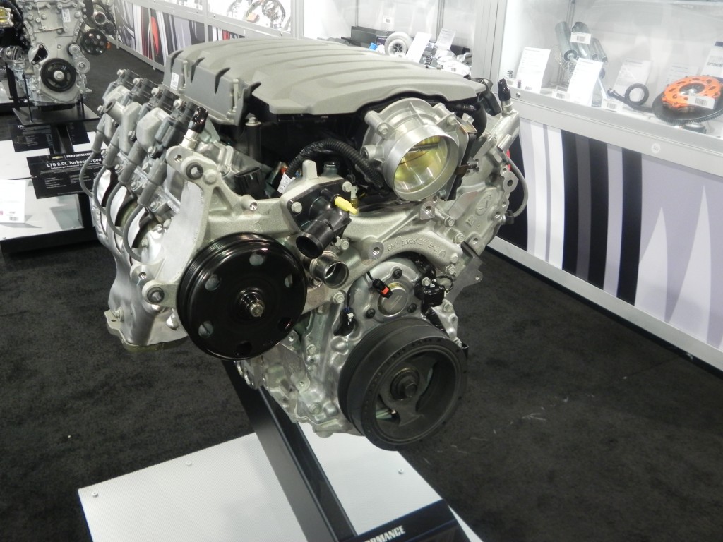 lt1 chevy gm crate engine on display at 2014 SEMA Trade Show