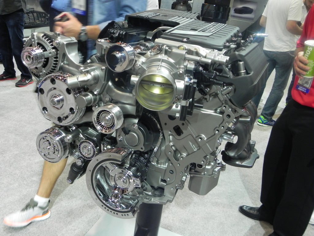 corvette LT engine on display at 2014 SEMA automotive trade show