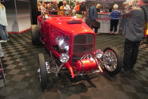 red ford hotrod roadster on display at 2014 SEMA Trade Show