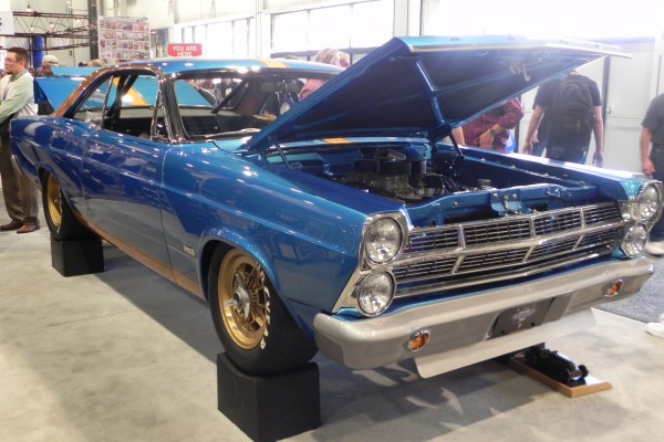 blue ford fairlane muscle car on display at 2014 SEMA Trade Show