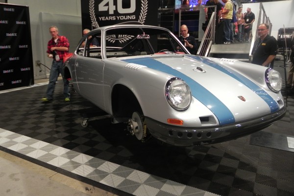 air cooled porsche 911 race car on display at 2014 SEMA Trade Show