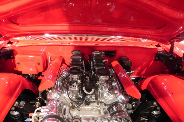 custom engine with velocity stack efi in a classic car
