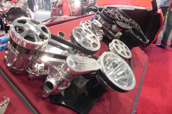 Eddie Motorsports pulleys on display at 2014 SEMA Trade Show
