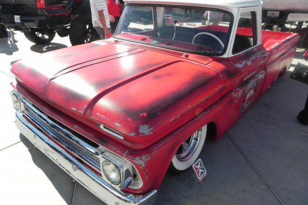 vintage chevy truck c10 on display at SEMA 2014 Automotive trade show