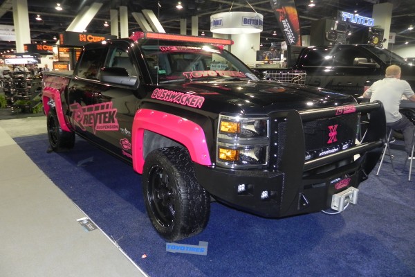 modified truck on display at SEMA 2014 Automotive trade show