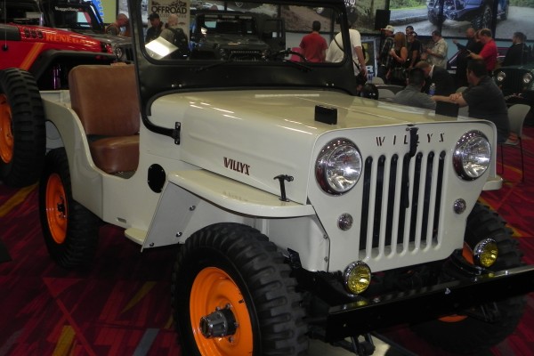 vintage willys cj-3B jeep on display at 2014 SEMA automotive trade show