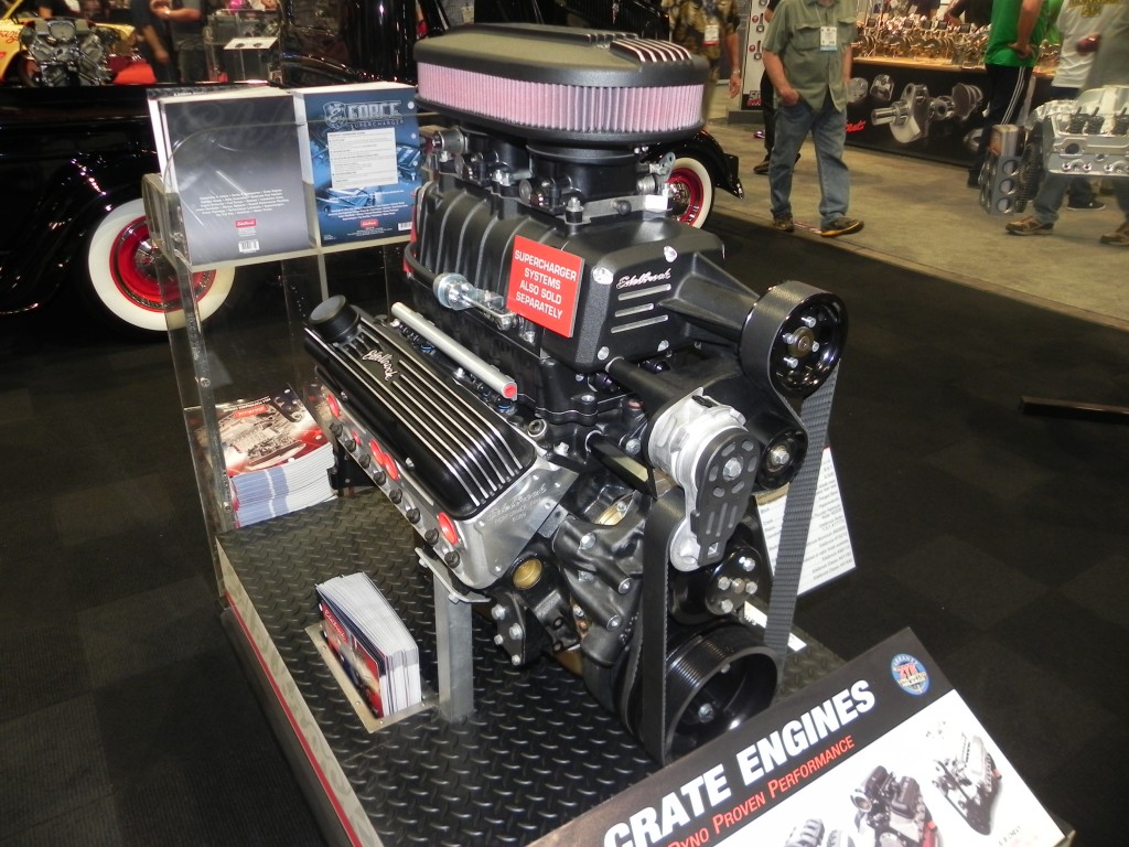 edelbrock supercharged crate engine on display at 2014 SEMA automotive trade show