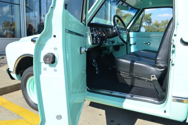 Seafoam green 1967 Chevy C10 Custom Pickup truck, interior