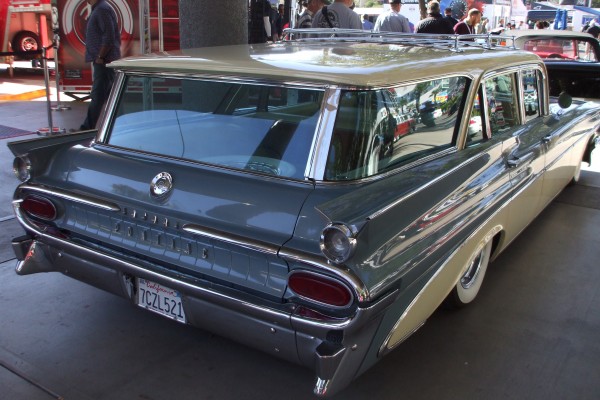 rear view of a vintage pontiac station wagon
