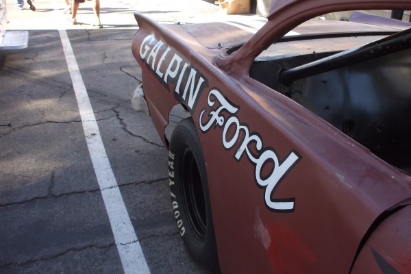 galpin ford logo pained on back of vintage race car