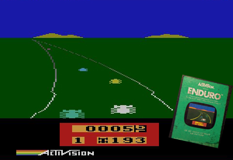 screen shot of Atari Activision Enduro video game with cartridge