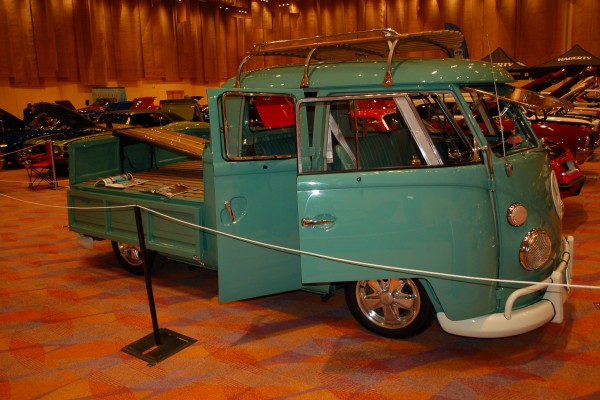 vintage vw transporter flatbed surf truck