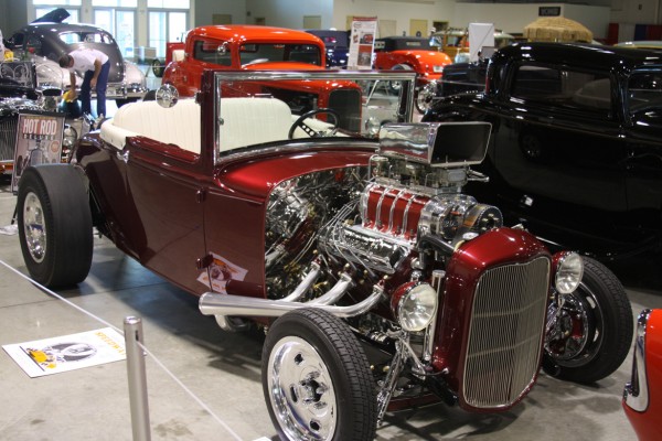 vintage supercharged ford hotrod coupe