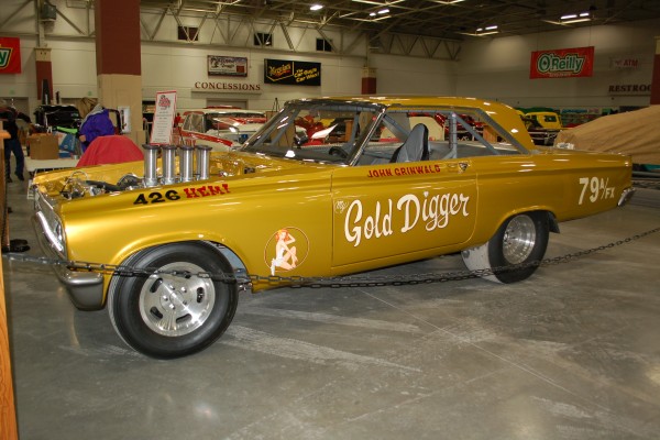 gold digger mopar nostalgia hemi dragster at vintage car show