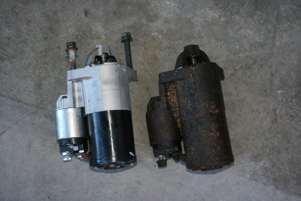 side by side comparison of old and new engine starter