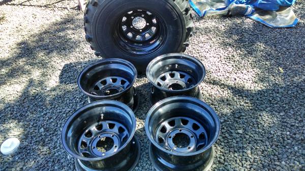 off road wheels ready to go onto a ford bronco