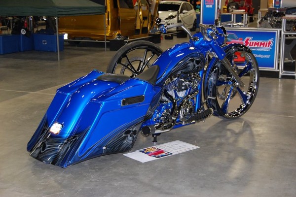 custom bagger style v twin motorcycle