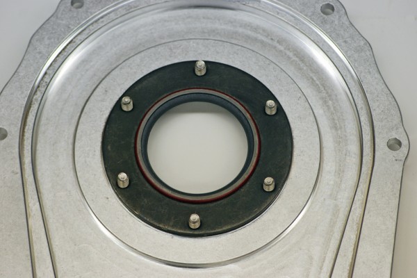 camshaft thrust plate installed on a timing cover