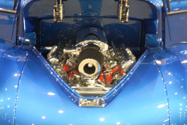 engine inside a hot rod