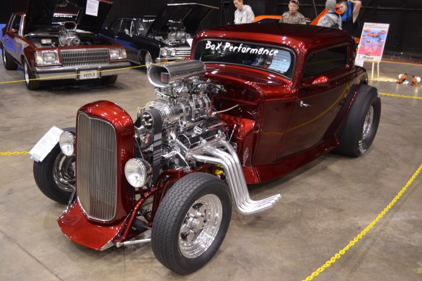 supercharged ford 3 window hotrod coupe