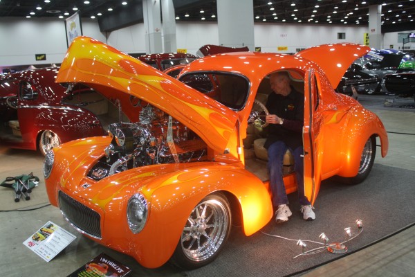 flamed hot rod willys gasser coupe