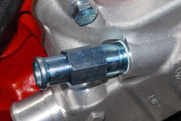 heater hose barb fitting on a water pump