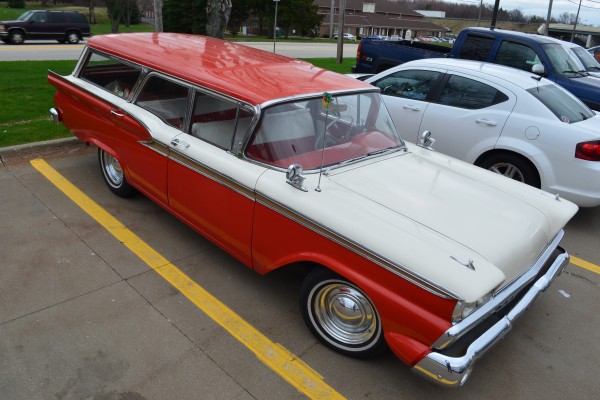 1959 Ford Country Sedan Wagon, passenger side aerial view