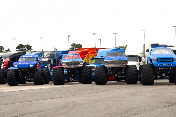 bigfoot monster trucks arranged at Atlanta motor speedway event