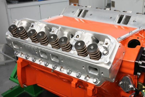 cylinder heads with valve springs on a mopar engine