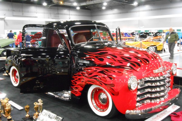 flamed hotrod chevy 3100 pickup truck
