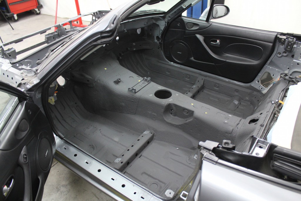 gutted and stripped mazda miata interior