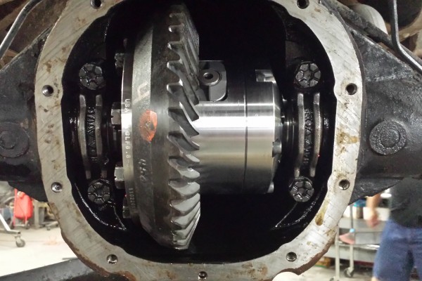 rear ring and pinion gears inside a Ford 8.8 inch