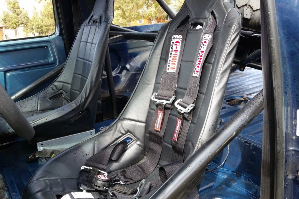 inside racing seats of a ford bronco race truck