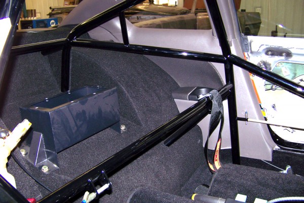 ballast box in the back of a race car interior