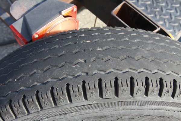 worn tire tread on an old tire
