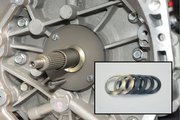 spacers and a transmission output shaft