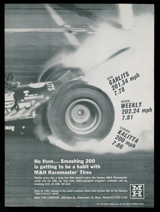 vintage magazine ad for M&H Racemaster Tires