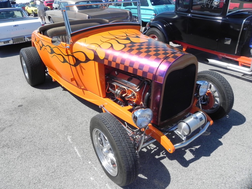 orange sbc-powered ford roadster hot rod