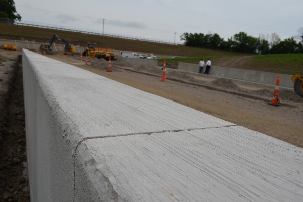 extra thick track walls at a drag race strip