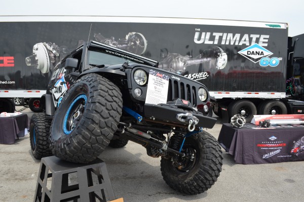 jeep showcasing suspension articulation and flex at dana event booth