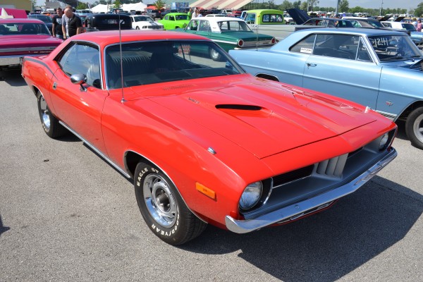 red 1973 plymouth barracuda