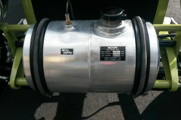 moon fuel cell on front of an old hot rod