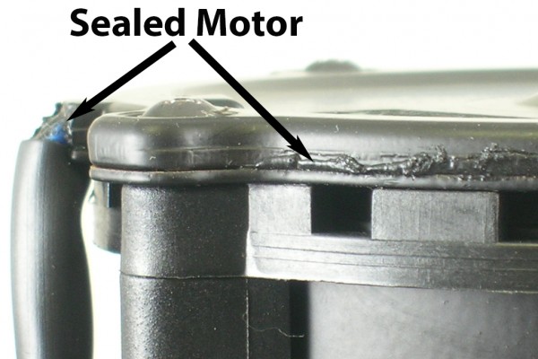sealed motor on an electric automotive fan