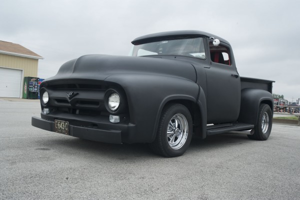 black postwar ford pickup tuck hotrod