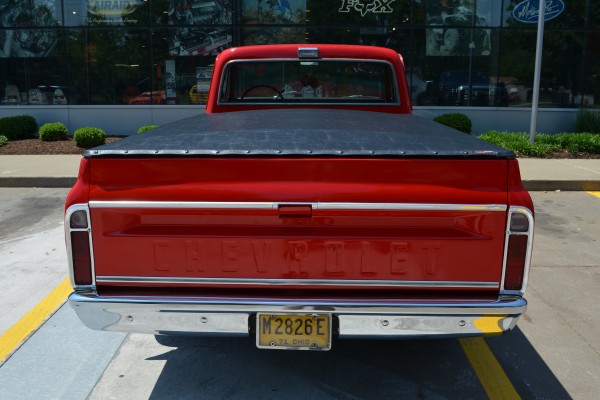 red 1971 chevy c-10 pickup truck, tailgate