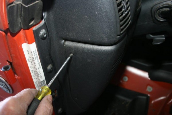 removing screw on interior dash panel of a jeep wrangler tj