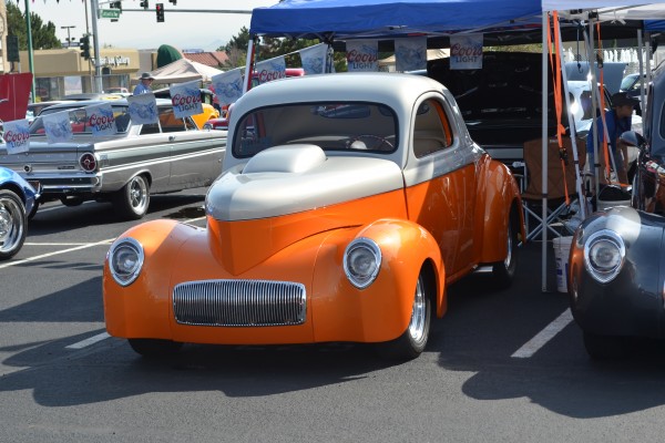custom willys coupe hotrod at a cruise in car show
